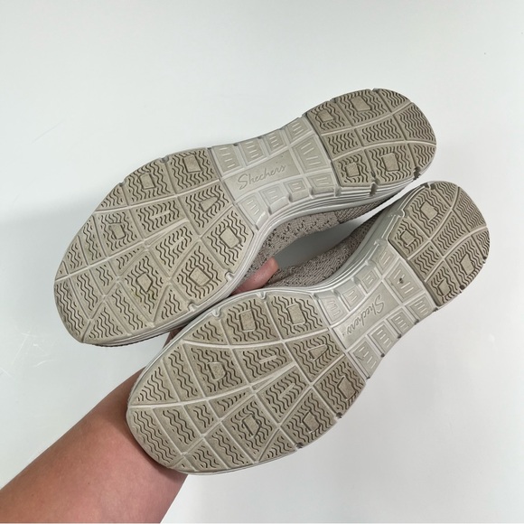 Skechers Air-Cooled Memory Foam Stretch Knit Pull-On Scallop Trim Flats Taupe 8 - Picture 5 of 5